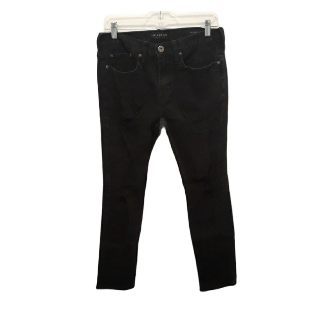Mens Bullhead Distressed Black Skinny Jeans